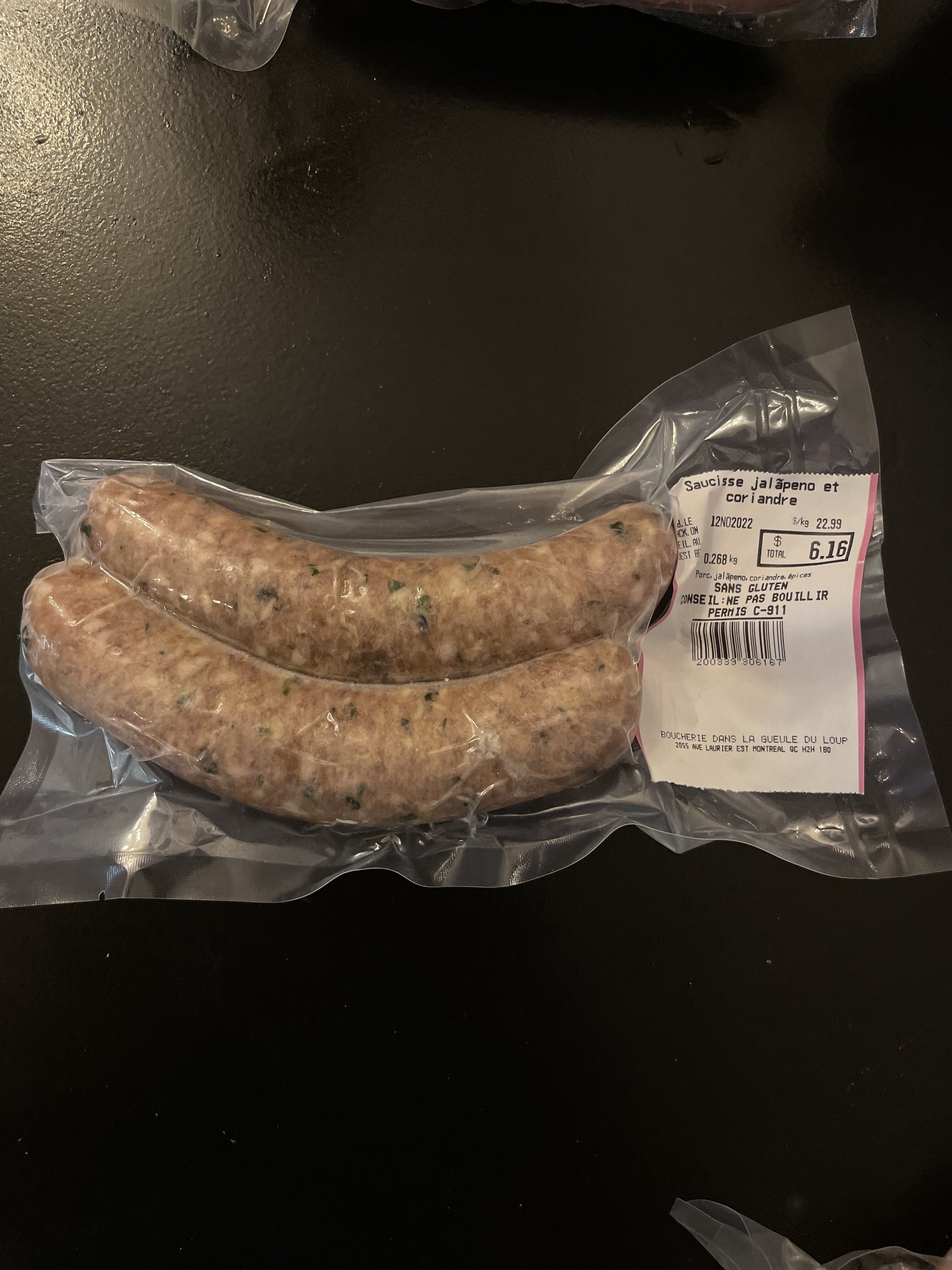 Saucisse jalapeño et coriandre